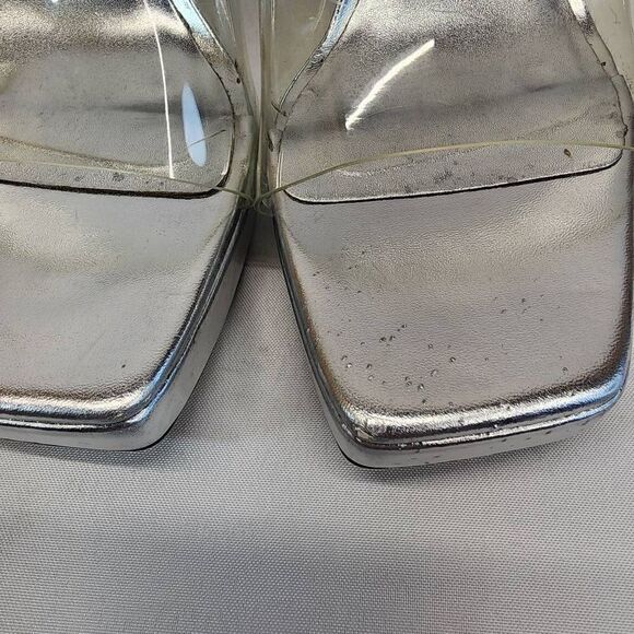 Zara Clear Platform Chucky Heels Women Size 9.5UD 40EU Metallic Sliver Retro - Picture 6 of 12